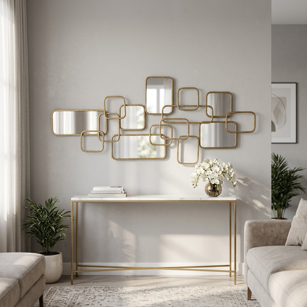 Latitude Run® Nikolas Modern Geometric Metal Wall Mirror with